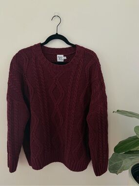 Princess Polly Anaya Cable Knit Sweater in Deep Burgundy